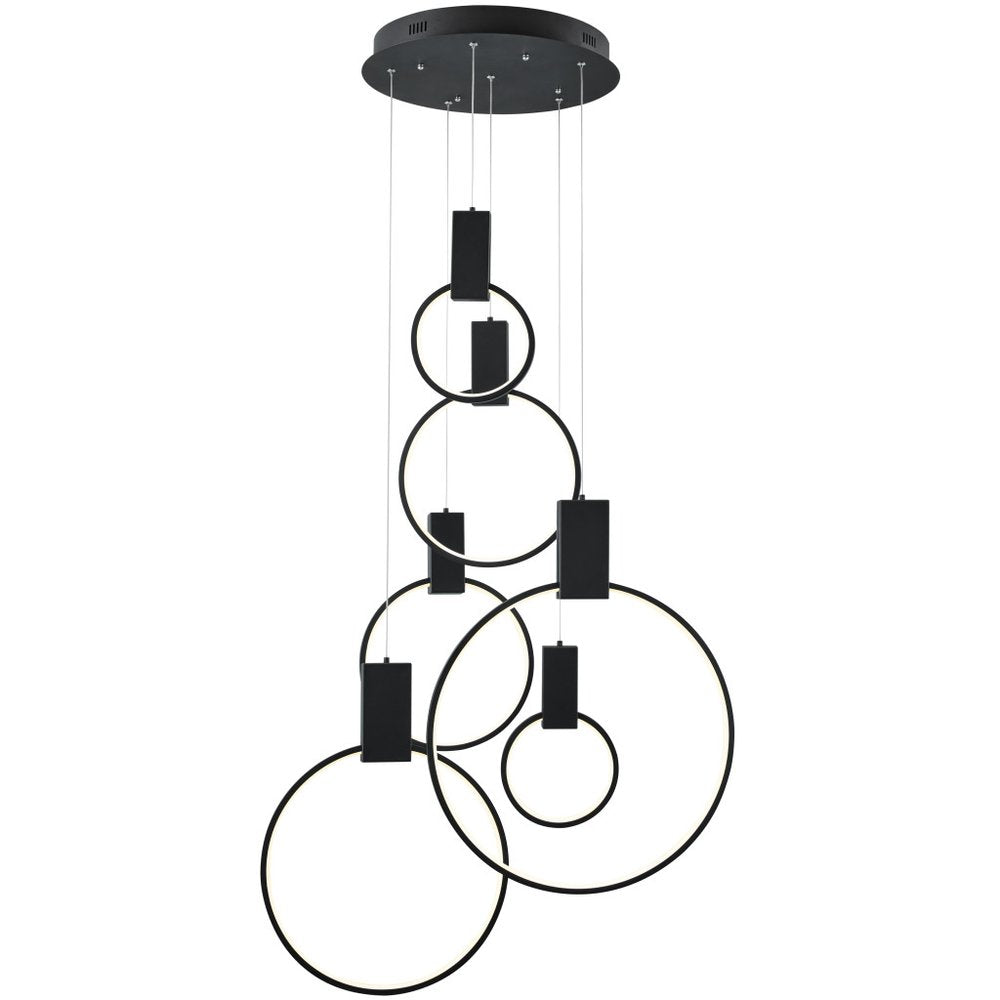 Black Geometric Six Light Metal LED Dimmable Chandelier
