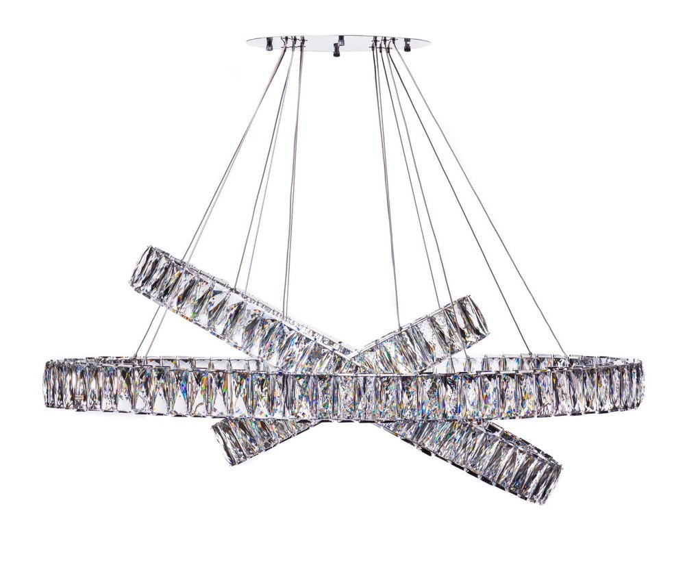 Silver And Clear Three Light Crystal LED Dimmable Chandelier