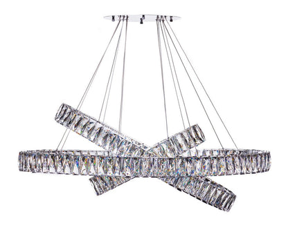 Silver And Clear Three Light Crystal LED Dimmable Chandelier