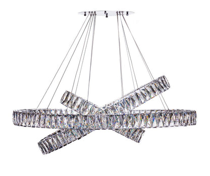 Silver And Clear Three Light Crystal LED Dimmable Chandelier