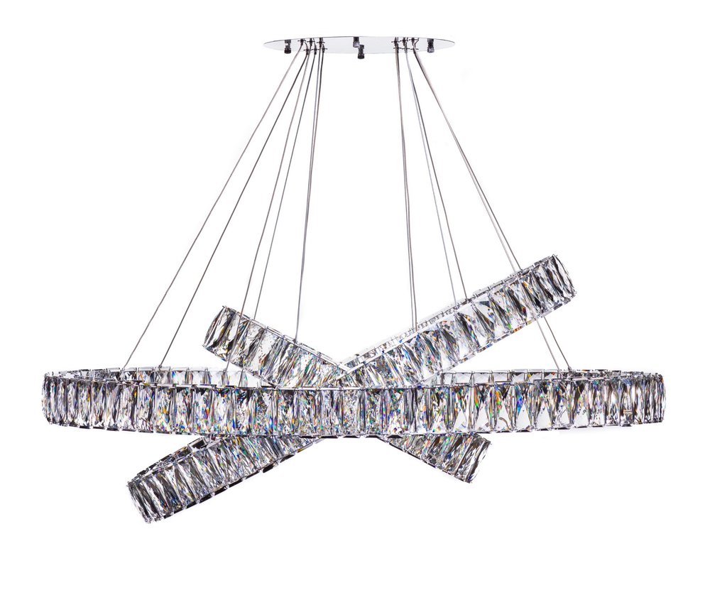 Silver And Clear Three Light Crystal LED Dimmable Chandelier