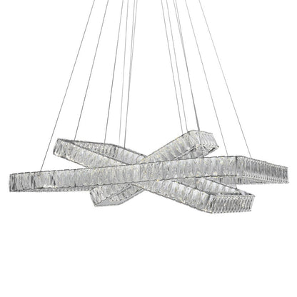 Silver And Clear Three Light Crystal LED Dimmable Chandelier
