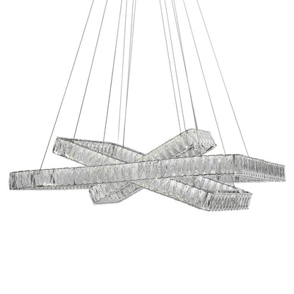 Silver And Clear Three Light Crystal LED Dimmable Chandelier