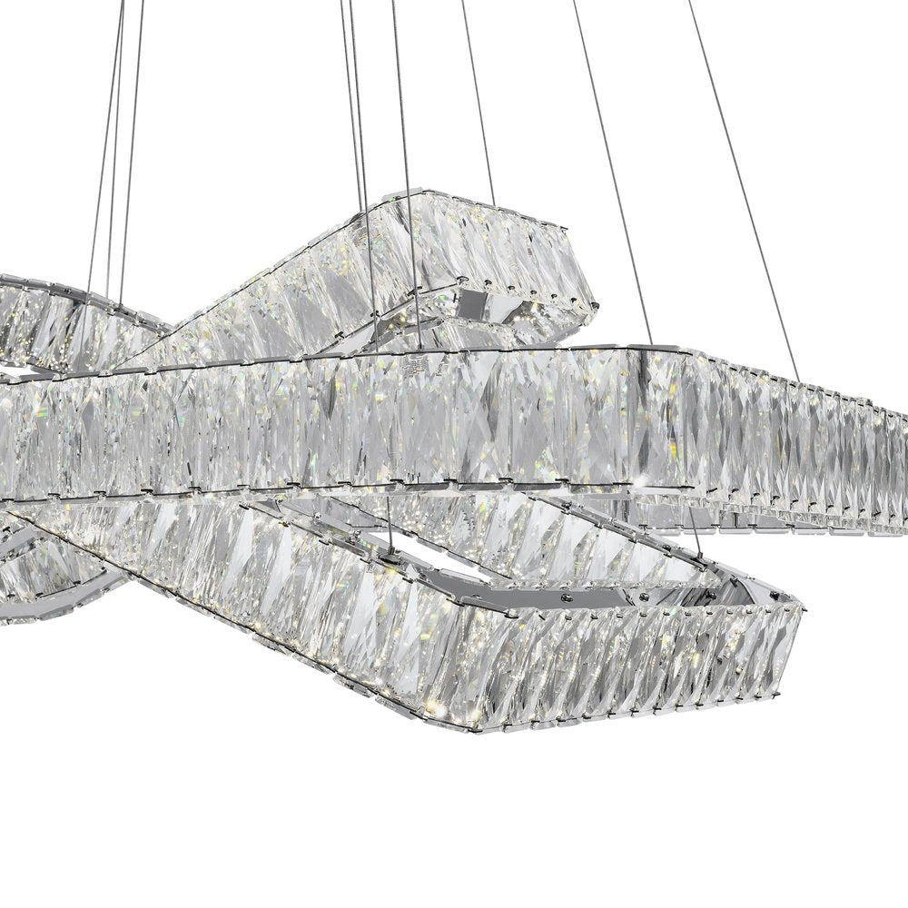 Silver And Clear Three Light Crystal LED Dimmable Chandelier