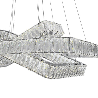 Silver And Clear Three Light Crystal LED Dimmable Chandelier