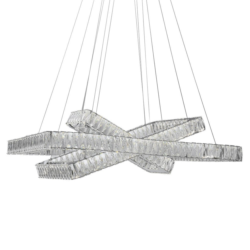 Silver And Clear Three Light Crystal LED Dimmable Chandelier