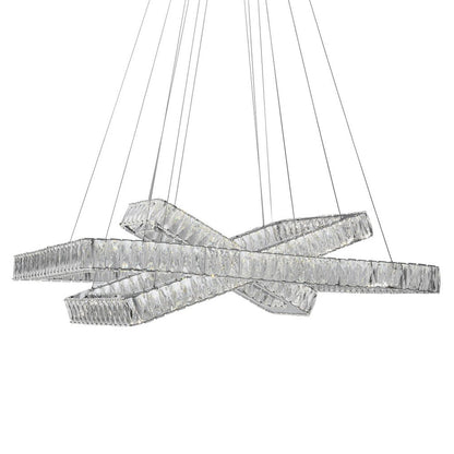Silver And Clear Three Light Crystal LED Dimmable Chandelier