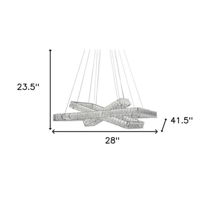 Silver And Clear Three Light Crystal LED Dimmable Chandelier