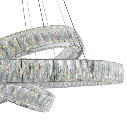 Silver And Clear Three Light Crystal LED Dimmable Chandelier