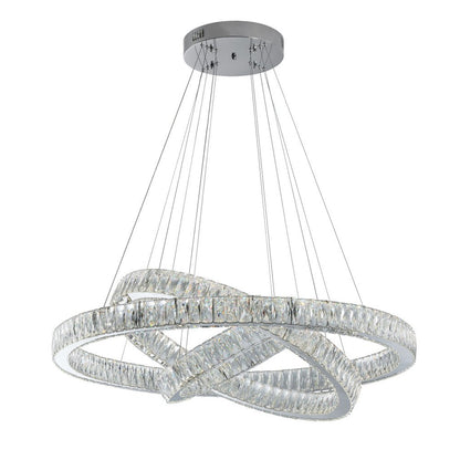 Silver And Clear Three Light Crystal LED Dimmable Chandelier