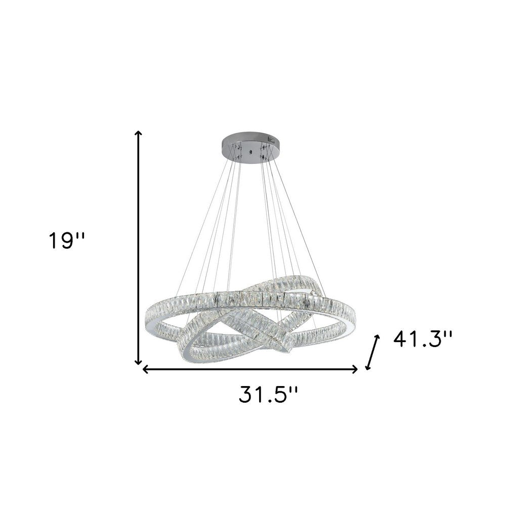 Silver And Clear Three Light Crystal LED Dimmable Chandelier