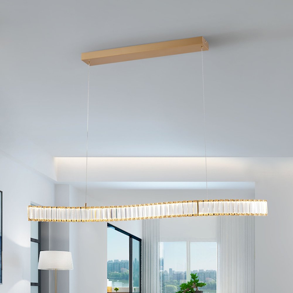 Gold And Clear Crystal LED Chandelier