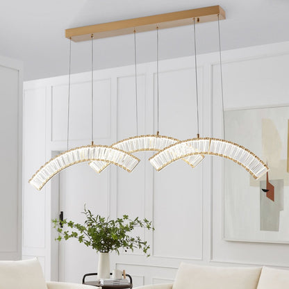 Gold And Clear Three Light Crystal LED Chandelier