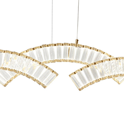 Gold And Clear Three Light Crystal LED Chandelier