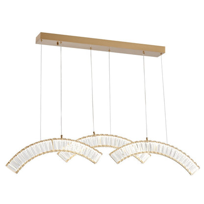 Gold And Clear Three Light Crystal LED Chandelier