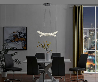 Silver And Clear Two Light Crystal LED Dimmable Chandelier