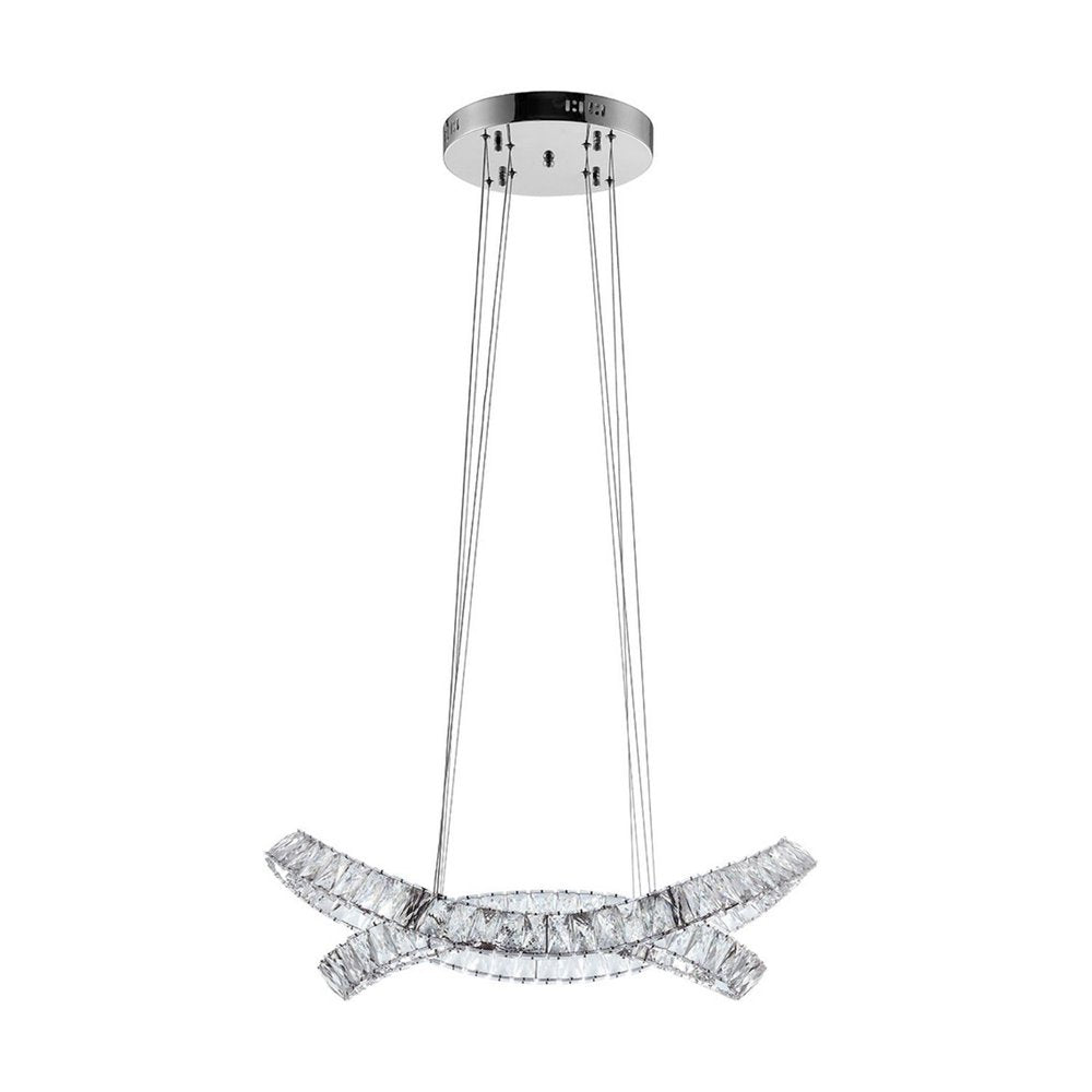 Silver And Clear Two Light Crystal LED Dimmable Chandelier