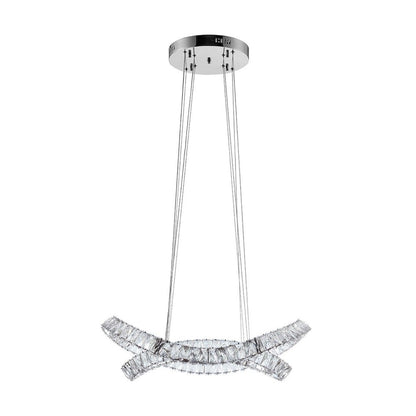 Silver And Clear Two Light Crystal LED Dimmable Chandelier