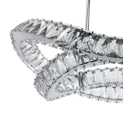 Silver And Clear Two Light Crystal LED Dimmable Chandelier