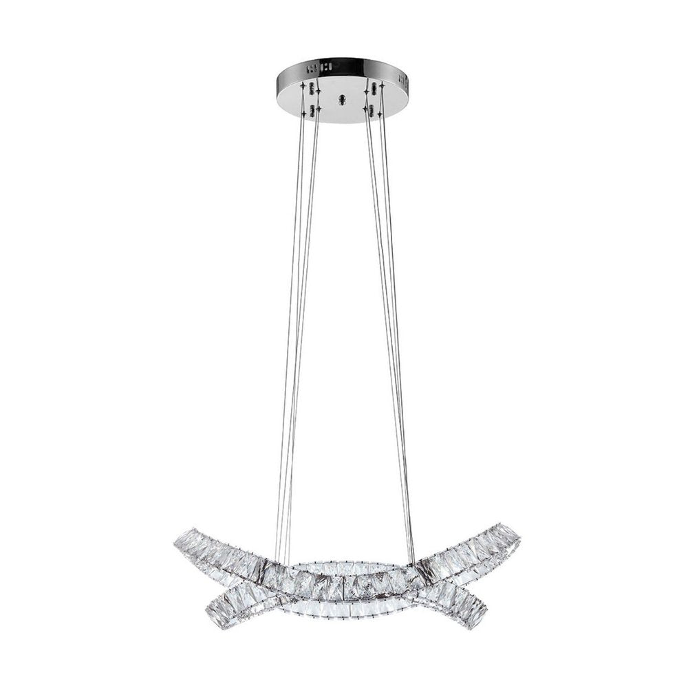 Silver And Clear Two Light Crystal LED Dimmable Chandelier