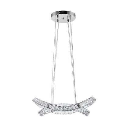 Silver And Clear Two Light Crystal LED Dimmable Chandelier