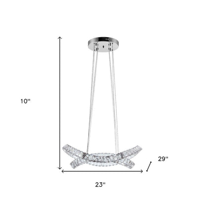 Silver And Clear Two Light Crystal LED Dimmable Chandelier