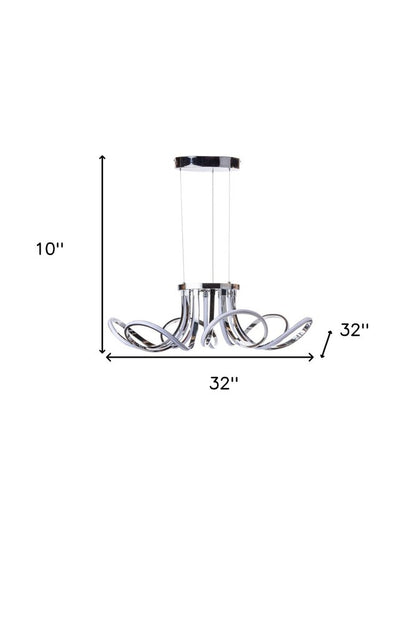 Silver Metallic Six Light Metal LED Dimmable Ceiling Light