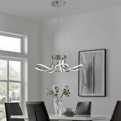 Silver Metallic Six Light Metal LED Dimmable Ceiling Light