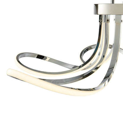 Silver Metallic Six Light Metal LED Dimmable Ceiling Light