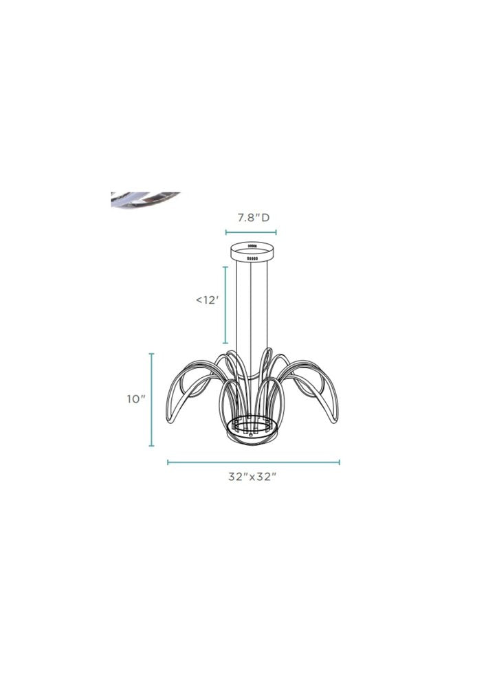 Silver Metallic Six Light Metal LED Dimmable Ceiling Light