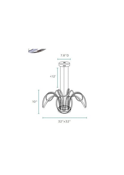 Silver Metallic Six Light Metal LED Dimmable Ceiling Light