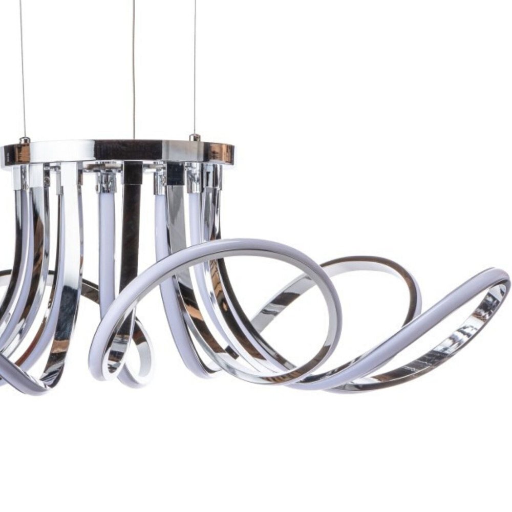 Silver Metallic Six Light Metal LED Dimmable Smart Enabled Ceiling Light