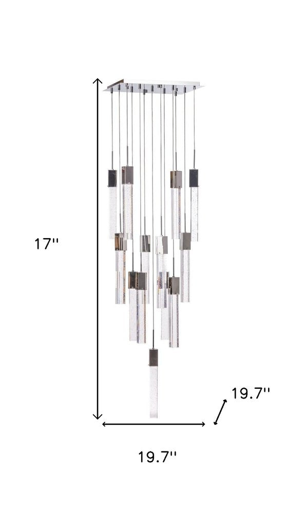 Silver And Clear Multi Light Metal Dimmable Chandelier With Clear Shades