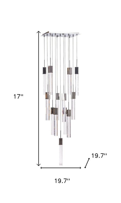 Silver And Clear Multi Light Metal Dimmable Chandelier With Clear Shades