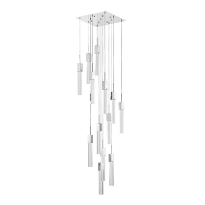 Silver And Clear Multi Light Metal Dimmable Chandelier With Clear Shades