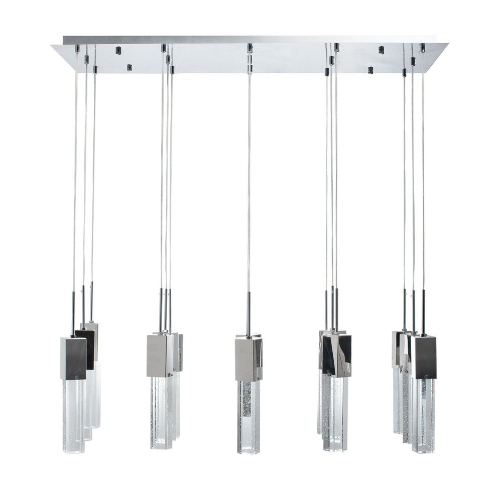 Silver Cluster Multi Light Metal LED Dimmable Chandelier With Clear Shades