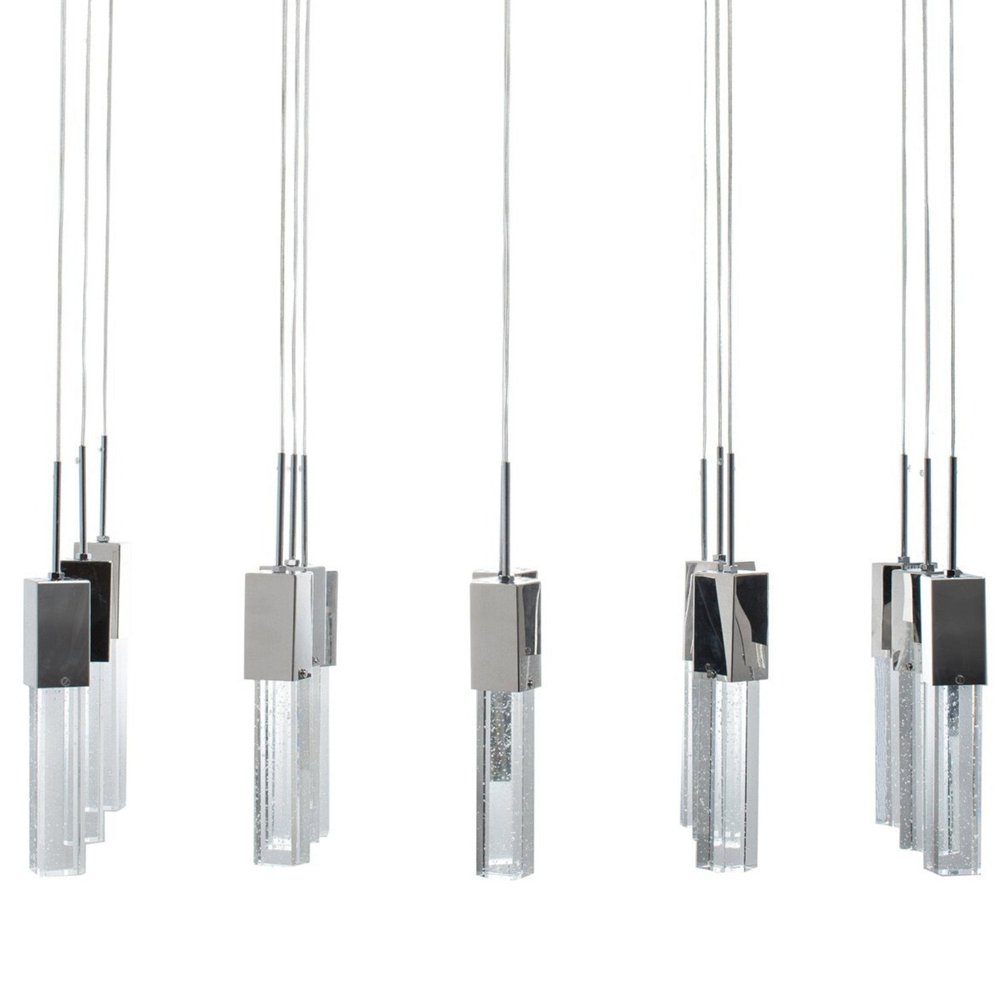 Silver Cluster Multi Light Metal LED Dimmable Chandelier With Clear Shades