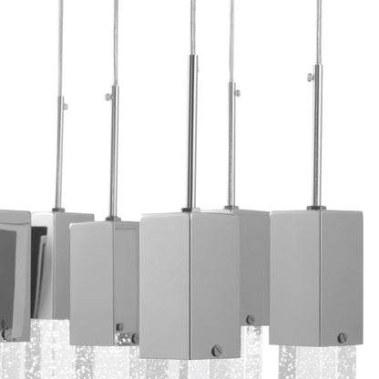 Silver Cluster Multi Light Metal LED Dimmable Chandelier With Clear Shades