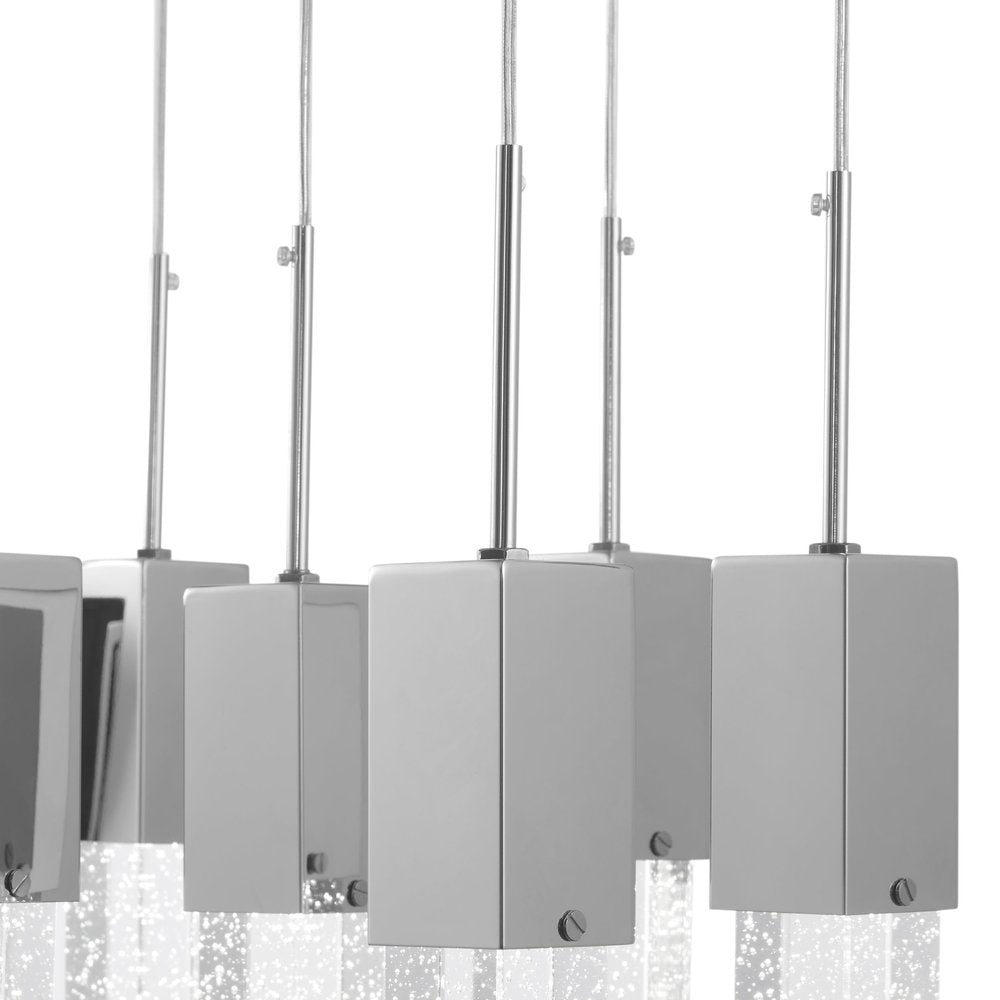 Silver Cluster Multi Light Metal LED Dimmable Chandelier With Clear Shades