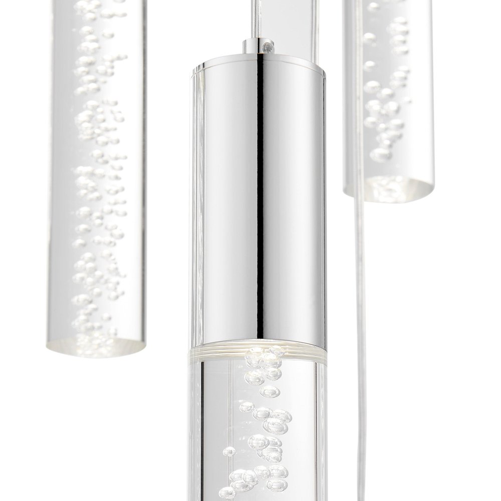 Silver And Clear Multi Light Metal Dimmable Chandelier With Clear Shades