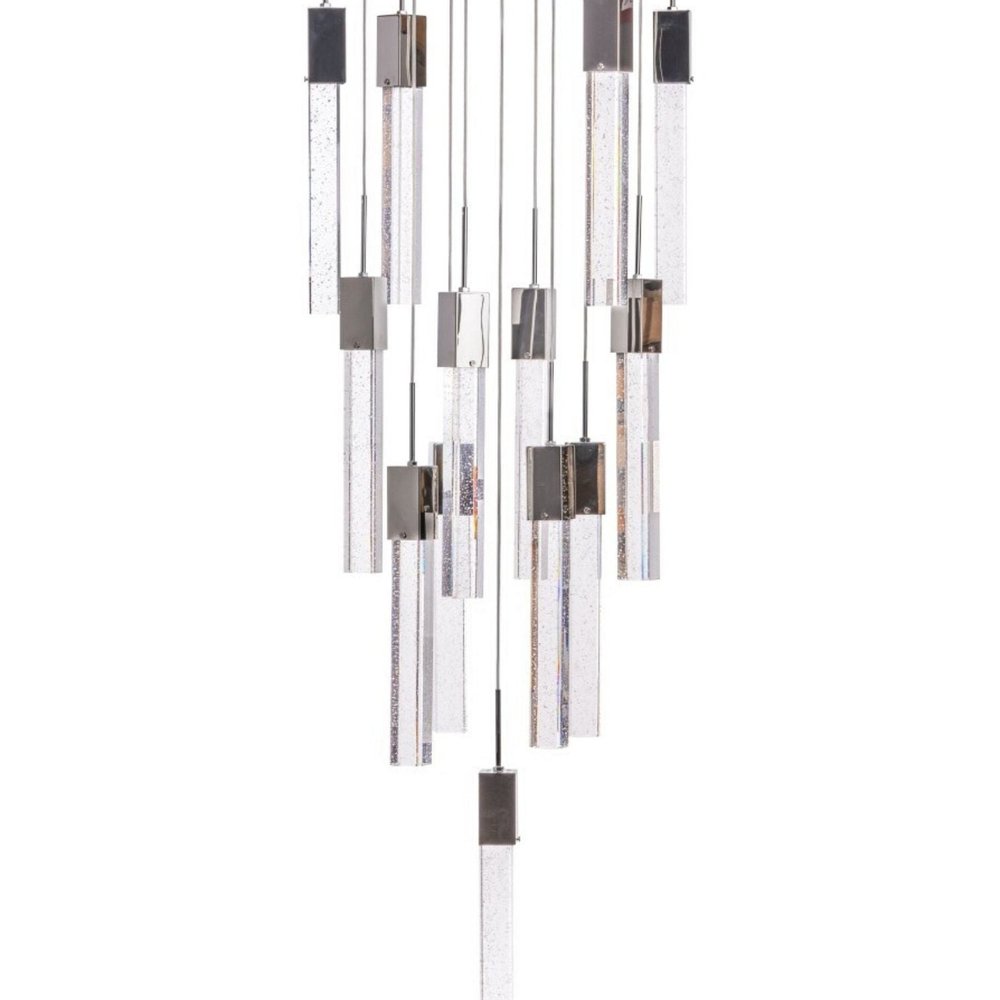 Silver And Clear Multi Light Metal Dimmable Chandelier With Clear Shades