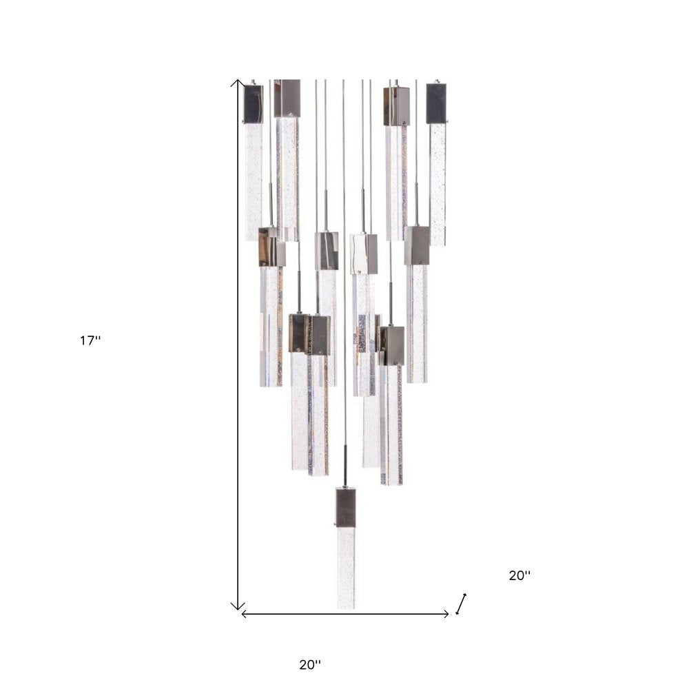 Silver And Clear Multi Light Metal Dimmable Chandelier With Clear Shades