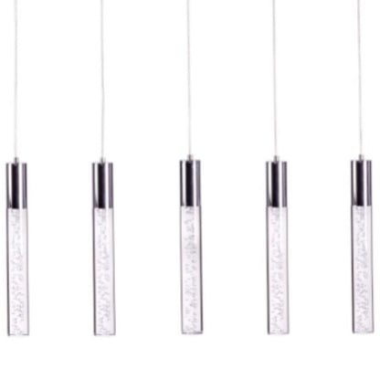 Silver And Clear Five Light Metal Dimmable Chandelier With Clear Shades