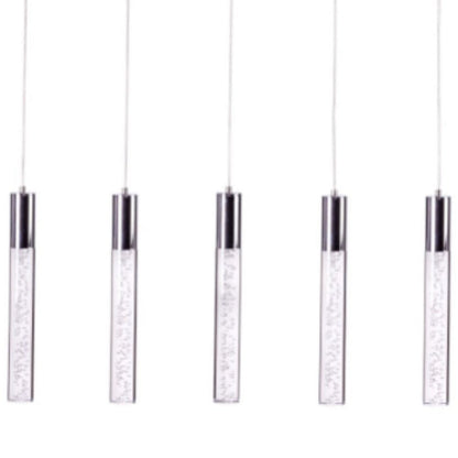 Silver And Clear Five Light Metal Dimmable Chandelier With Clear Shades