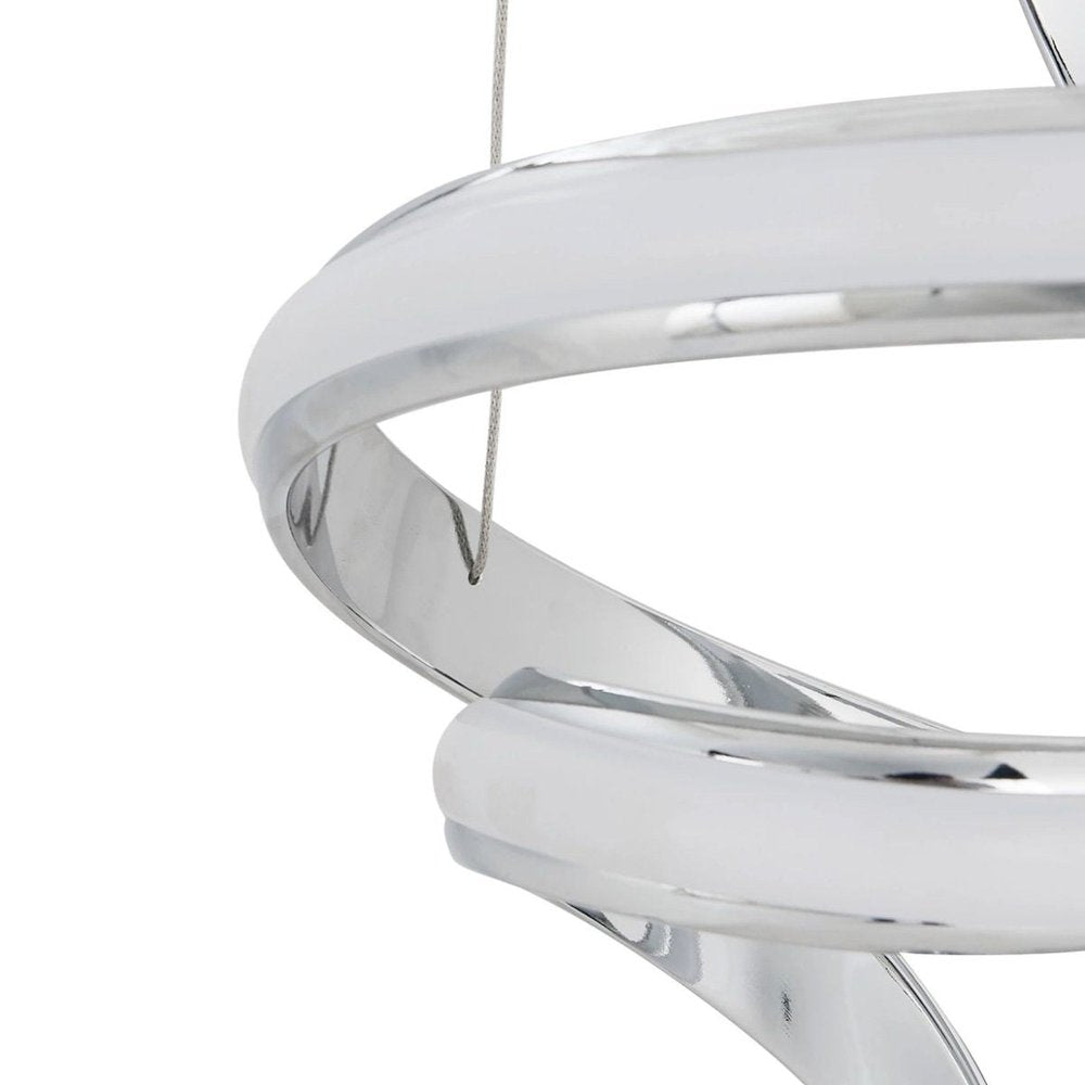 Silver Two Light Metal LED Dimmable Smart Enabled Chandelier