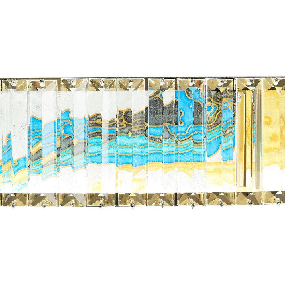 Gold Clear And Blue Geometric Crystal LED Chandelier