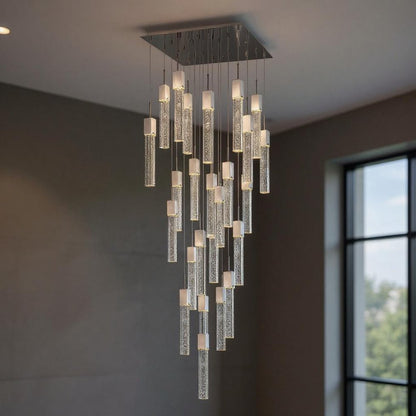 Silver And Clear Multi Light Metal Dimmable Chandelier With Clear Shades