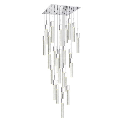 Silver And Clear Multi Light Metal Dimmable Chandelier With Clear Shades