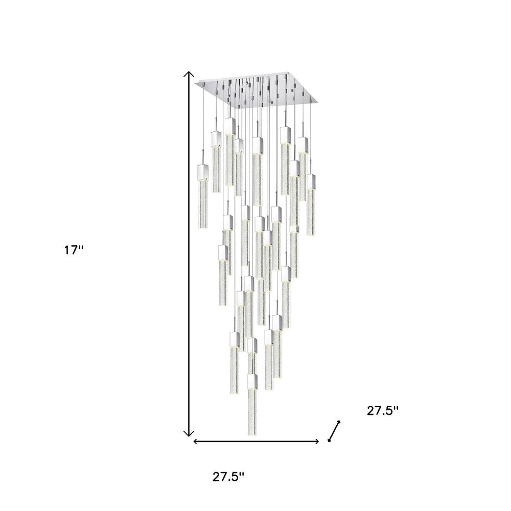 Silver And Clear Multi Light Metal Dimmable Chandelier With Clear Shades