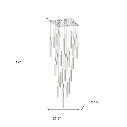 Silver And Clear Multi Light Metal Dimmable Chandelier With Clear Shades